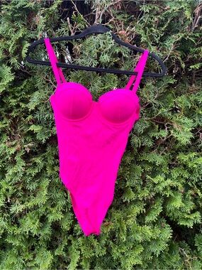 Hot Pink Structured One-Piece Bodysuit